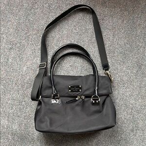 Kate Spade NY Black Nylon Patent Leather Carmen Shoulder Crossbody